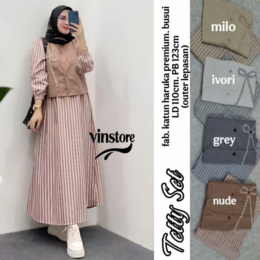 Tetty Set Setelan Dress premium by Vinstore