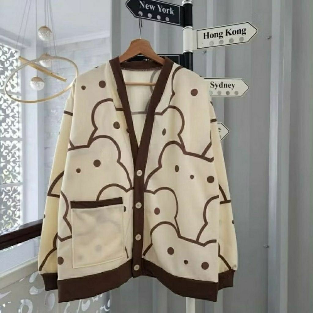 BEAR CUTE CARDY OVERSIZE | CARDIGAN OVERSIZE FULLPRINT