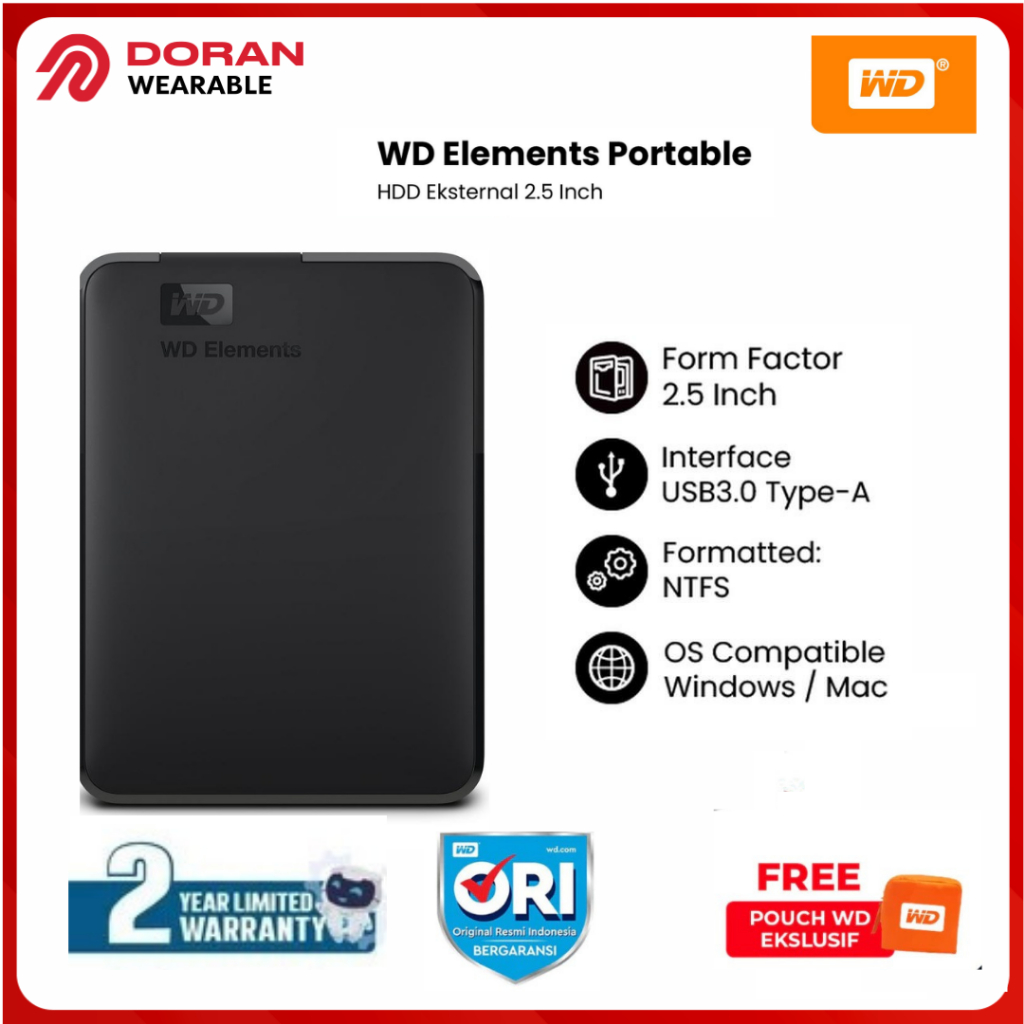 WD HDD Elements 2.5" 1TB 2TB