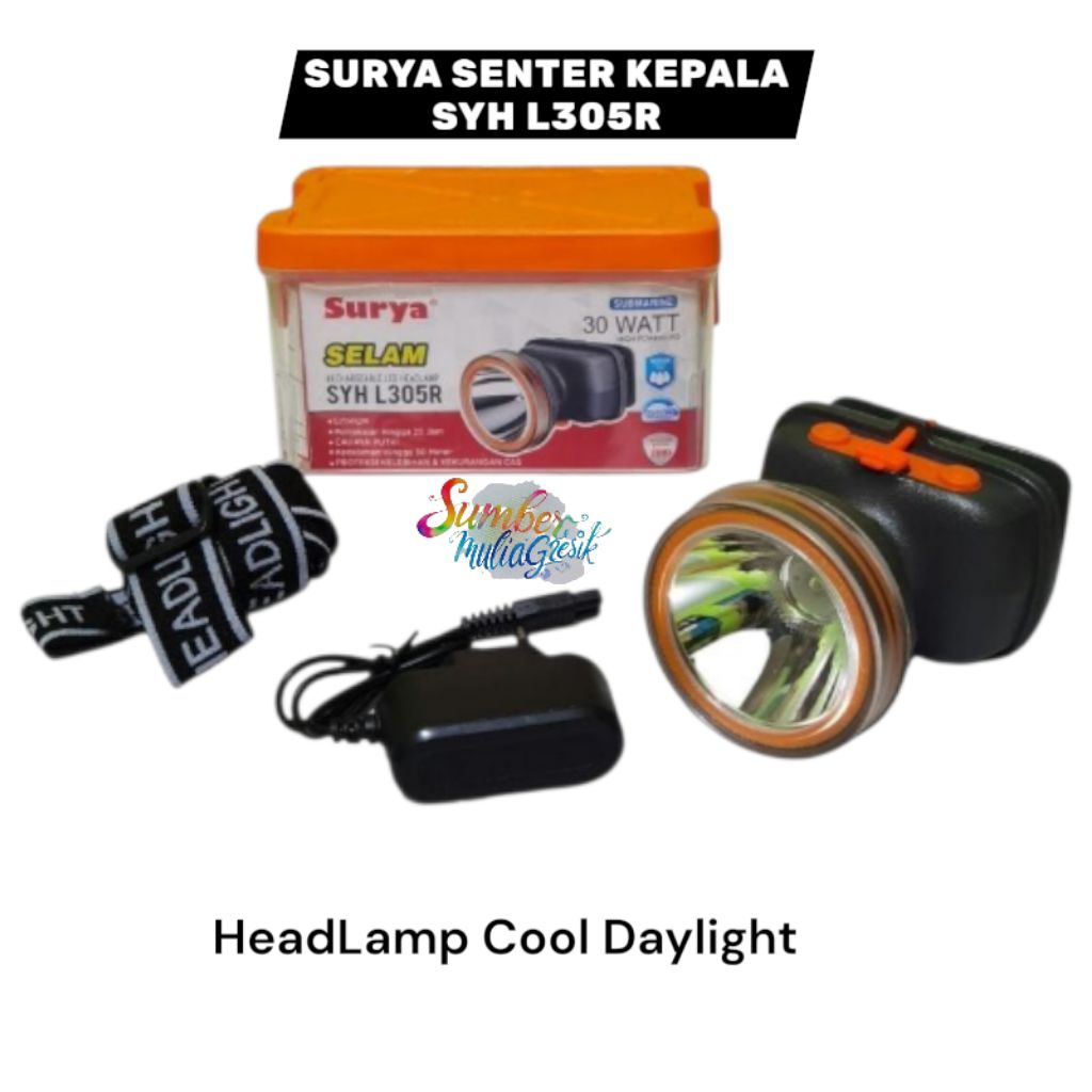 Senter Kepala SURYA Selam 30W 30 Watt SYH L305R - Senter Kepala Diving Hingga 30 Meter