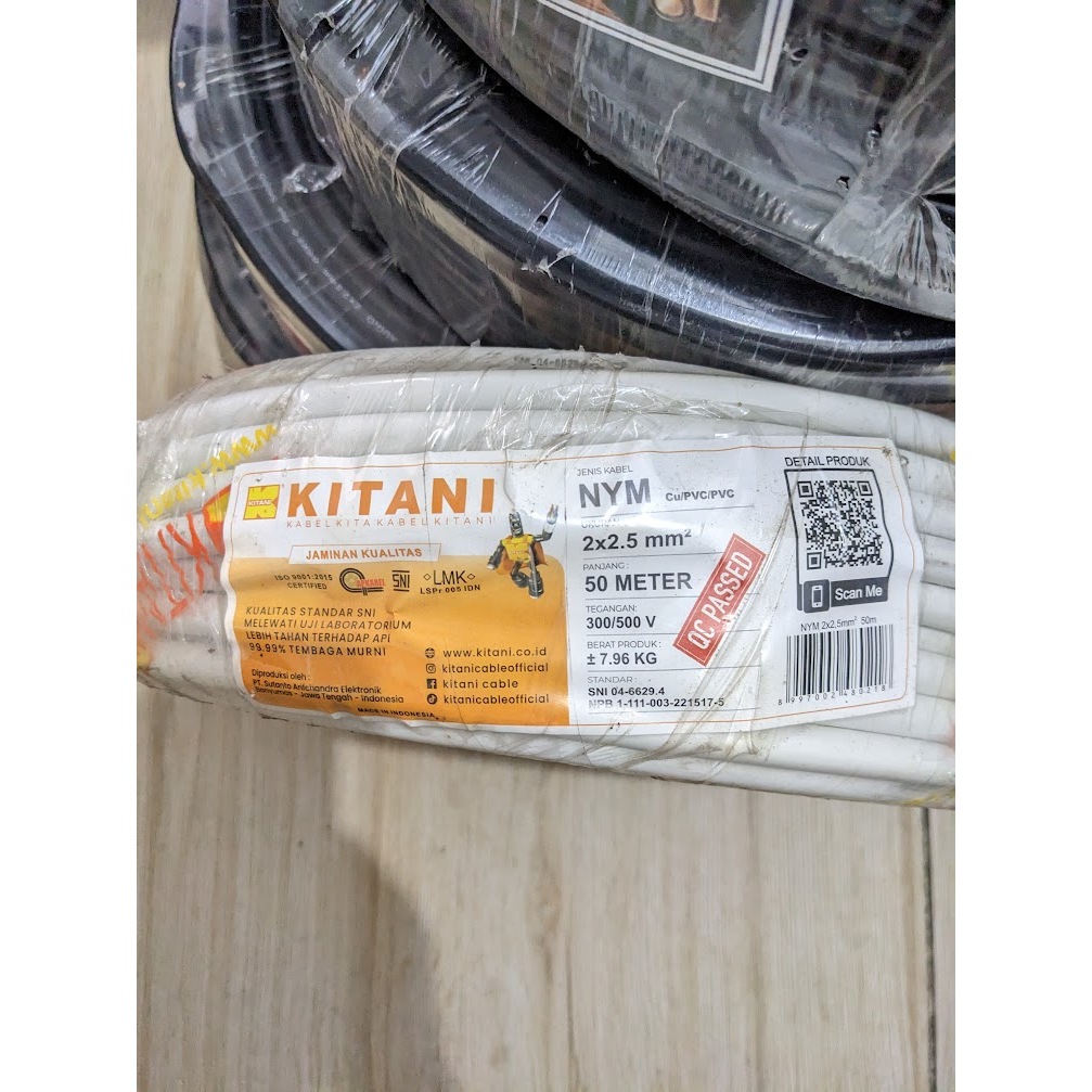 KABEL KITANI - NYM 2x2.5 mm² - 50 Meter - Kabel Listrik Tembaga Kawat