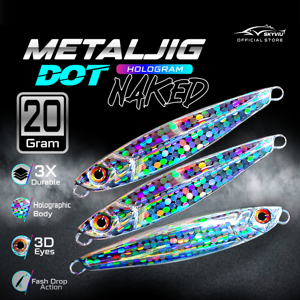 Umpan Metal Jig 20 Gram SKYVIU JPX Hologram Naked Motif Silver Micro Jig 20 gr Killer Umpan Pancing 