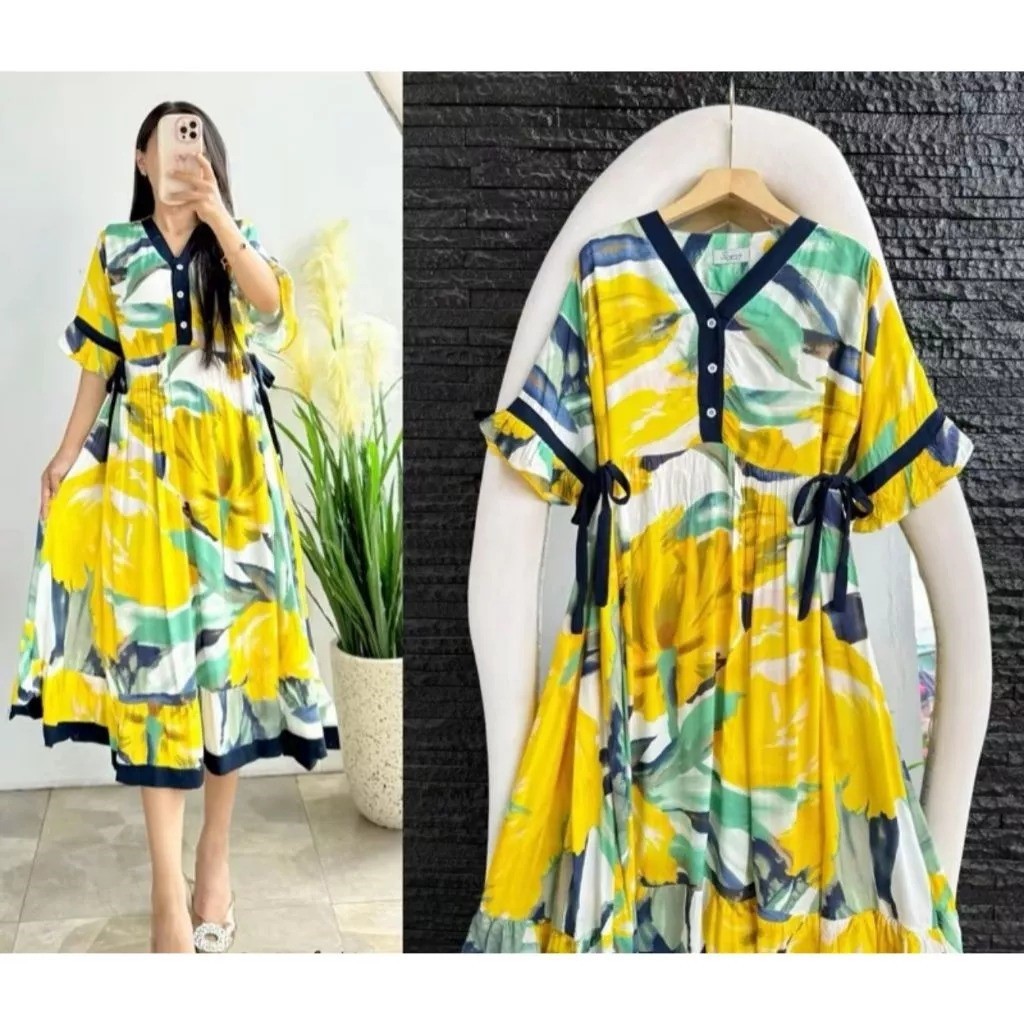 VITA ARA RAYON TERBARU LD 110CM BUSUI FRIENDLY // MIDI DRESS RAYON MOTIF TERBARU // DASTER RAYON KEK