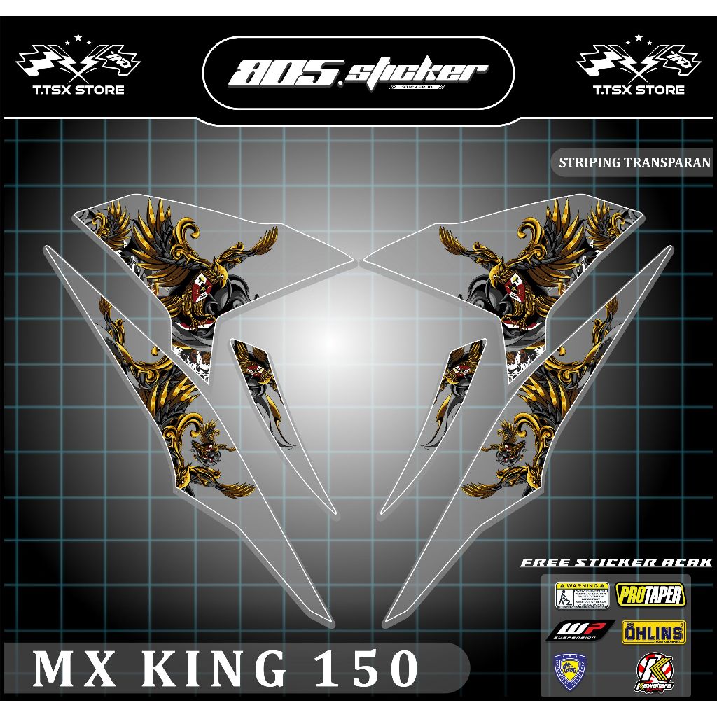 STRIPING TRANSPARAN MX KING/STIKER VARIASI MX KING 150/STRIPING STIKER MX KING 150 MOTIF GARUDA
