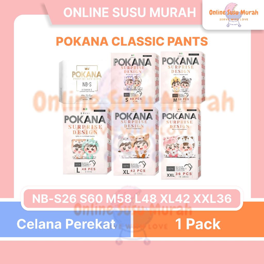 POKANA PANTS MEGA PACK S60 M58 L48 XL42 XXL36 TAPE NB-S26 S 60 M 58 L 48 XL 42 XXL 36 SURPRISE PPKS