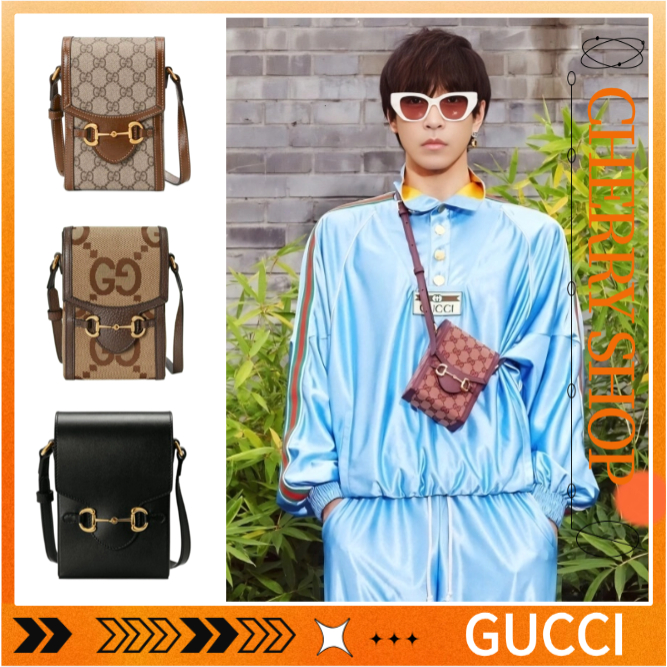 100% authentic Gucci Horsebit 1955 series mini handbag/Tas ponsel wanita / tas bahu / tas messenger