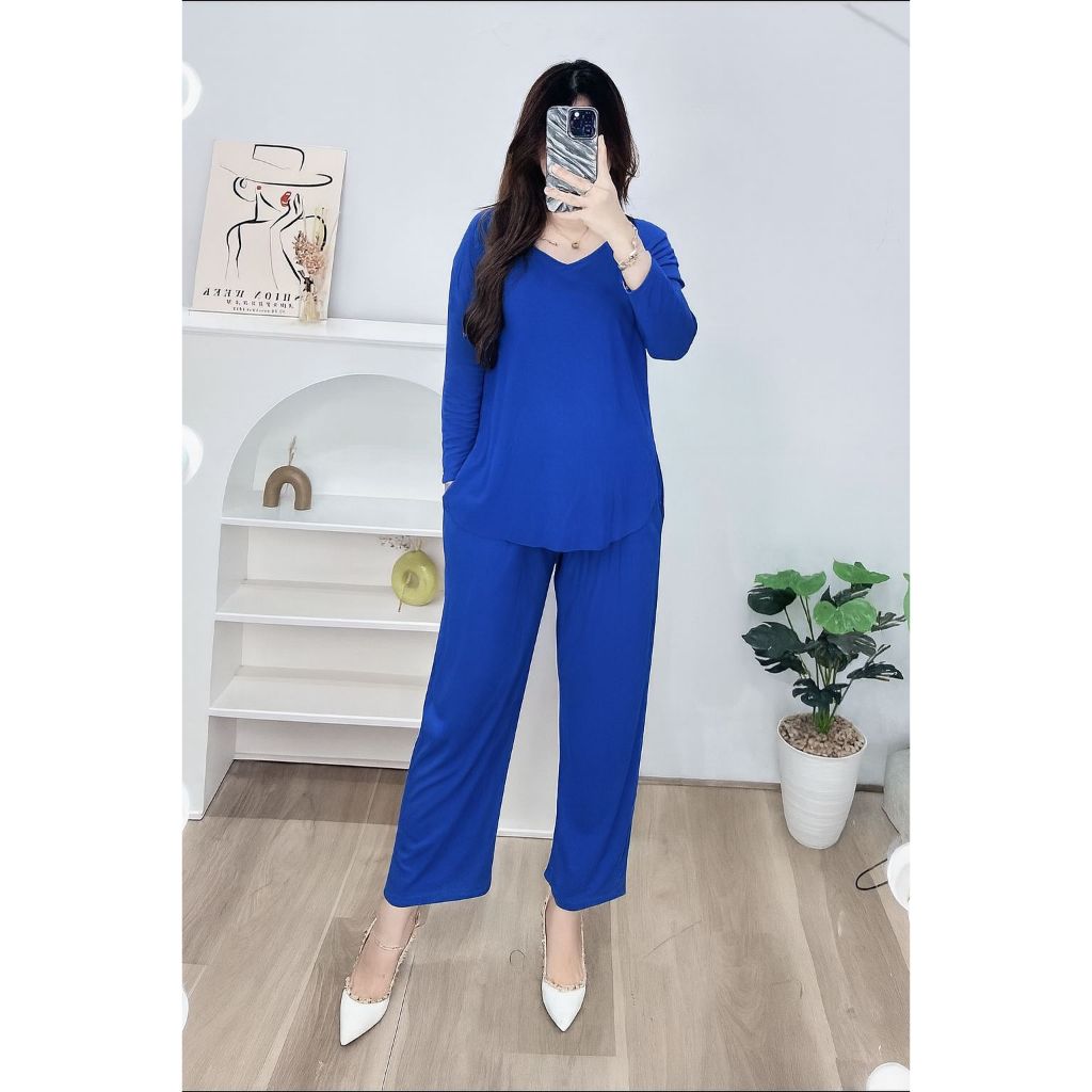 Emilia Set Wanita Jumbo Adem Setelan Oneset Emilia Terbaru