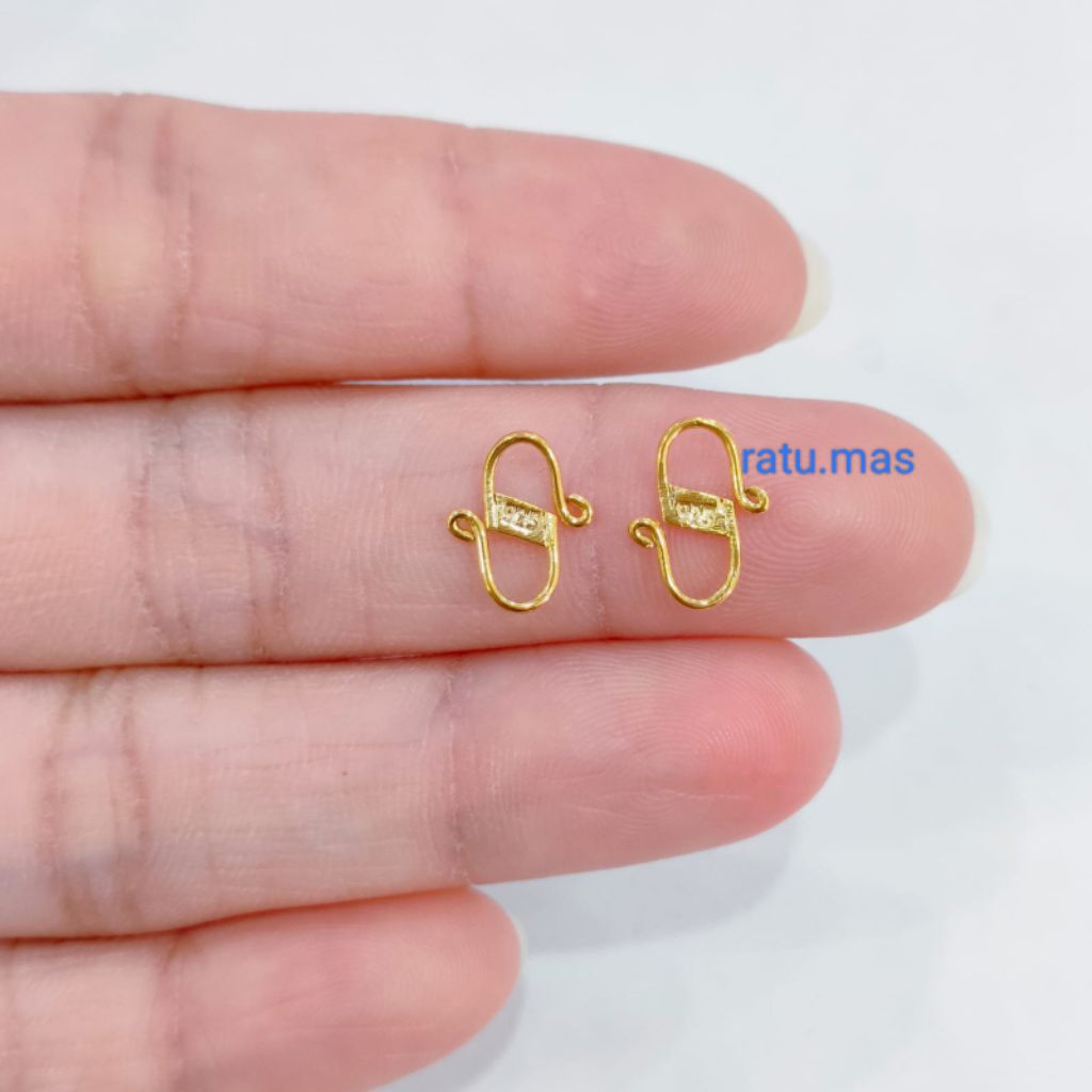 kaitan S/Kokot Perak Asli 925 Lapis Emas