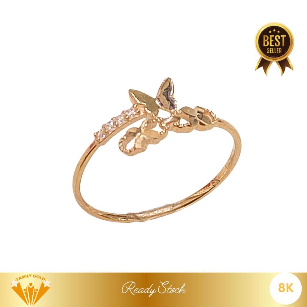 Cincin Emas Kadar 8K Model Twist Butterfly Blink Family Gold