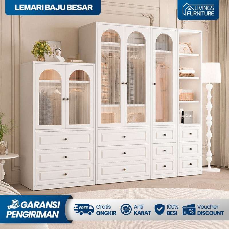 Wardrobe Lemari Pakaian Lemari Besi Pakaian Gantungan Rak Baju Full Besi Lemari Baju Full Besi kokoh