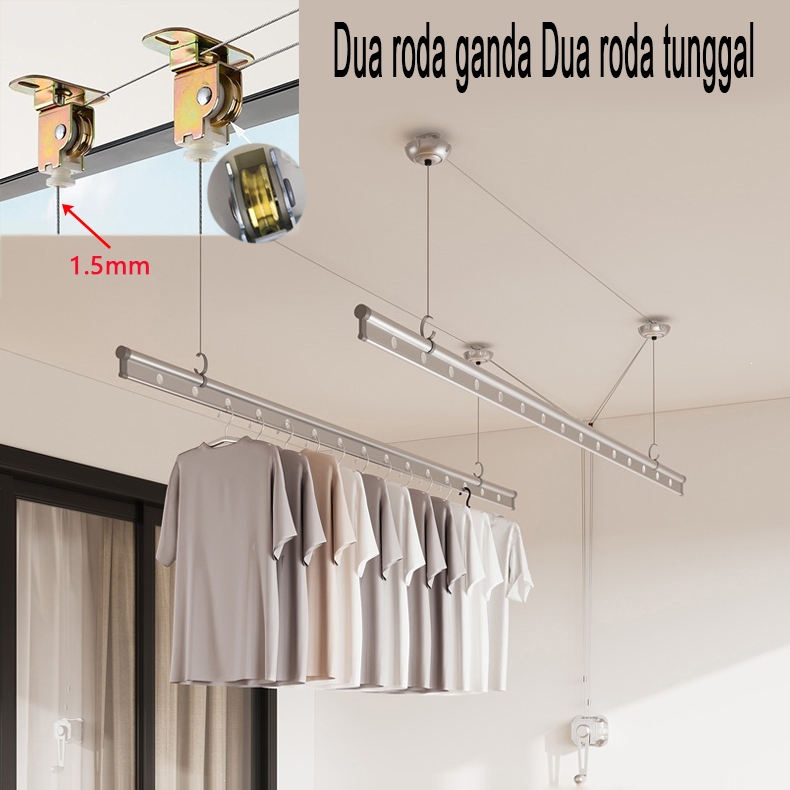 4Pcs Set Jemuran Katrol Jemuran Kerekan Katrol  Katrol Jemuran Baju Katrol Mini Mengangkat Rak Penge