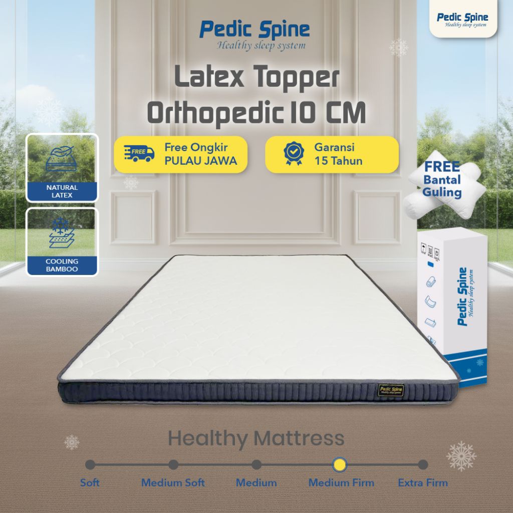 Pedic Spine Topper Kasur Latex Orthopedic 10cm Medium Firm | Premium Latex Mattress Topper | Topper 