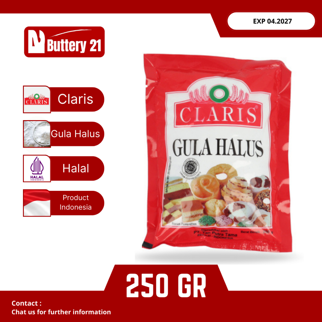 GULA HALUS 250 GR/CLARIS GULA HALUS/TEPUNG GULA DINGIN/GULA PUTIH HALUS