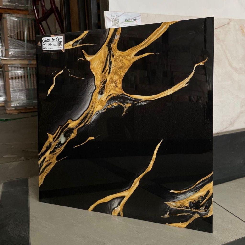 Granite Lantai/Dinding 60x60 Devany Black Silver