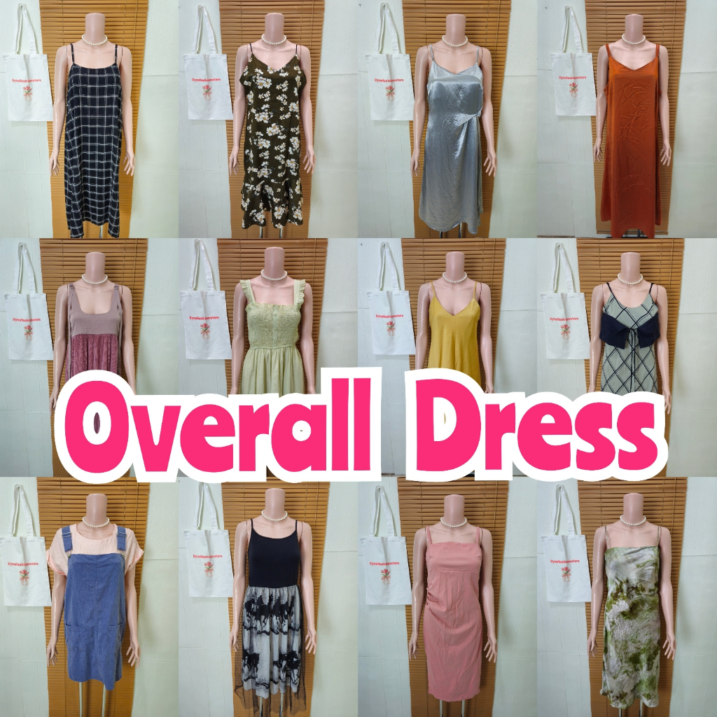 Overall Dress / OL / tali satu inner /kutungan / dress tanpa lengan