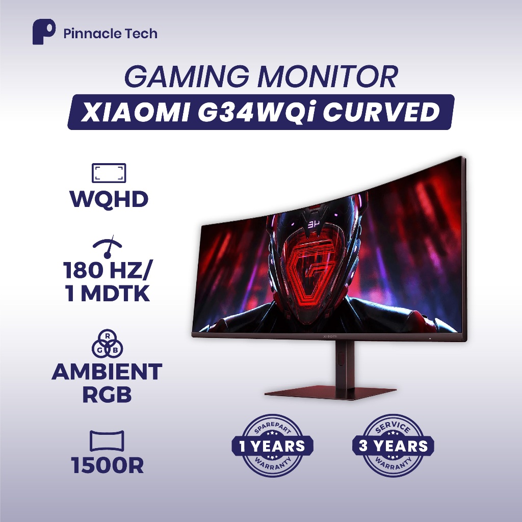 Monitor Xiaomi G34WQi Curved Gaming Monitor 34 Inci – Layar Lengkung 180Hz, WQHD Ultra‑Responsif