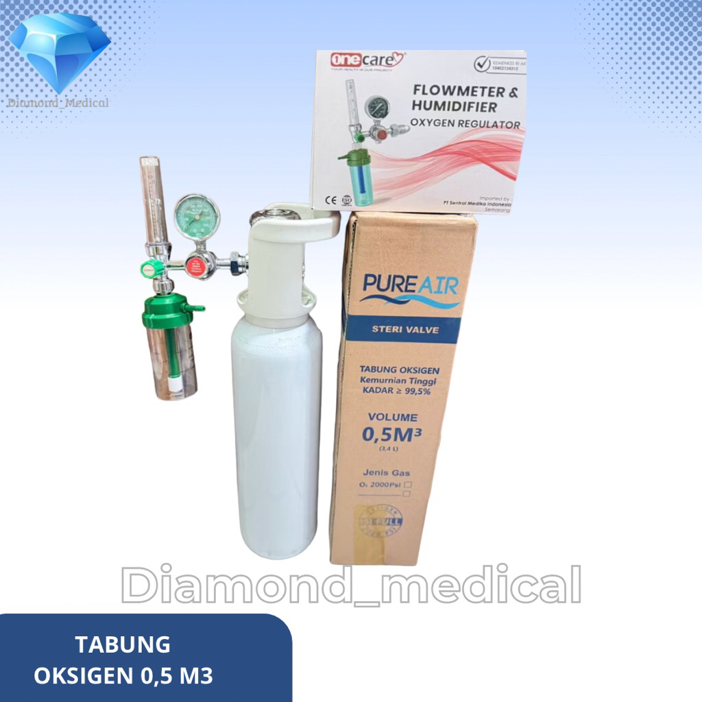 Pureair Tabung Isi Oksigen 0,5 M3 + isi + regulator / tabung oksigen 0.5 kubik