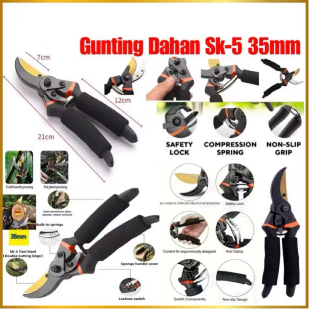 Gunting Dahan SK-5 35MM Gunting Dahan Ranting Bunga Tanaman Pohon Kebun Bahan SK-5 Serbaguna