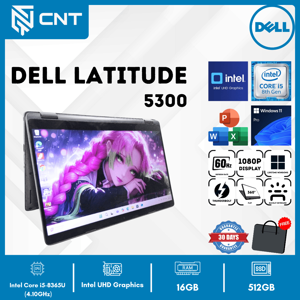 Laptop 2 in 1 Dell latitude 5300 Core i5-8TH (16/256GB) Touchscreen