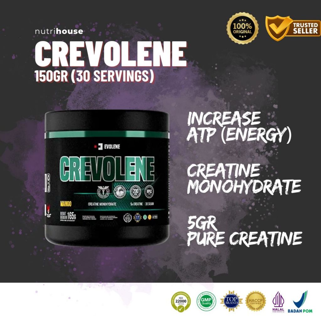 Evolene Crevolene Monohydrate 30 serving 150gr Creatine Monohydrate Nutrihouse Evolene Medan