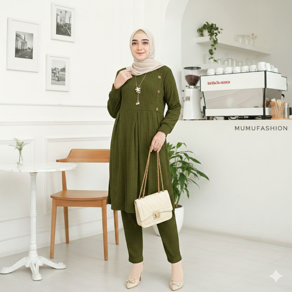 TKG - ARAFA SET Setelan Celana Tunik Wanita Bahan Kaos Knite Premium Jumbo By Mumu Fashion