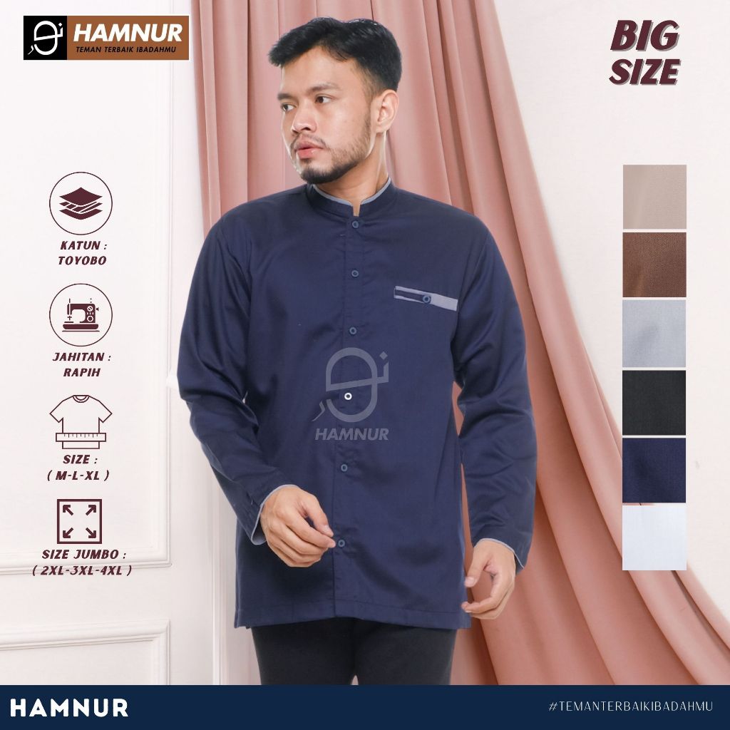 Baju Koko Pria Dewasa Katun Toyobo Polos Lengan Panjang Baju Muslim Remaja Laki Laki Ukuran M L XL X