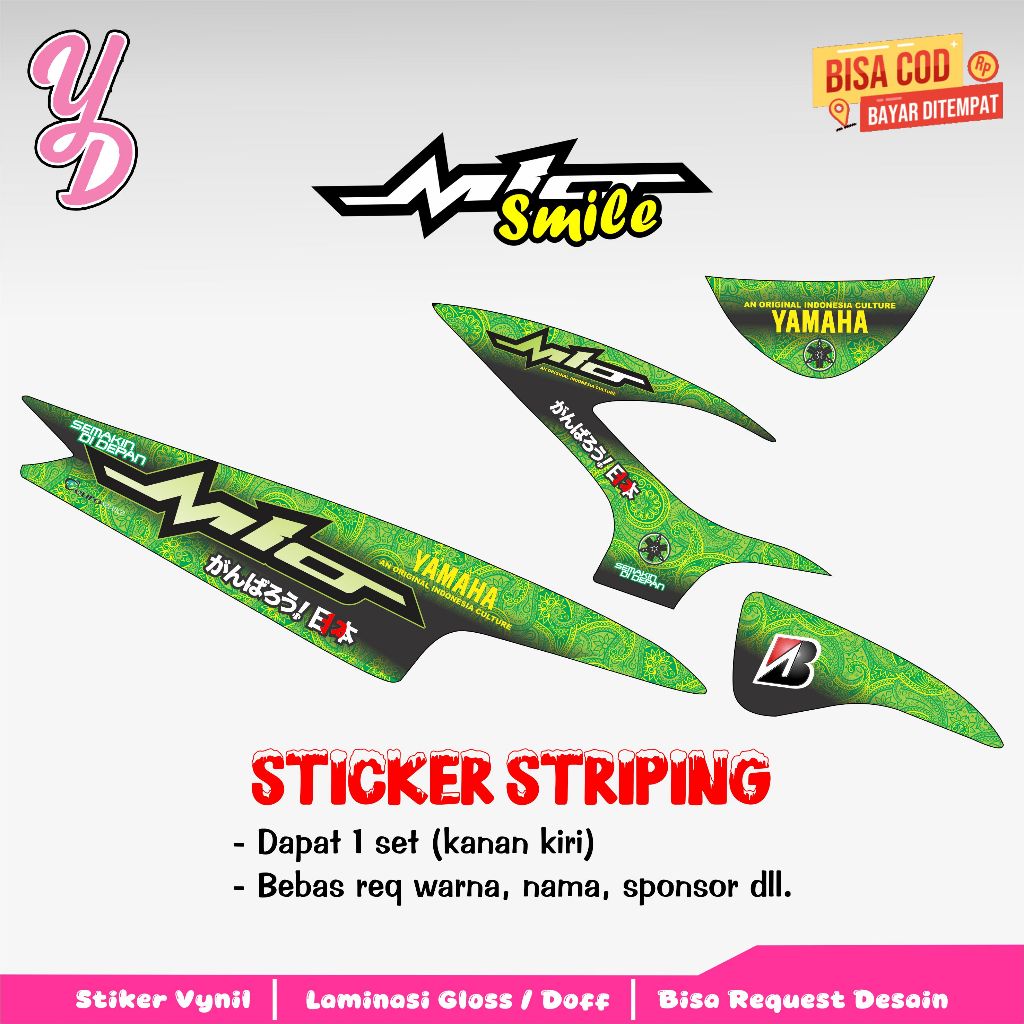 Striping Mio Smile - Stiker Sticker Striping Variasi Lis Mio Smile - Striping Hologram Mio Smile Bat