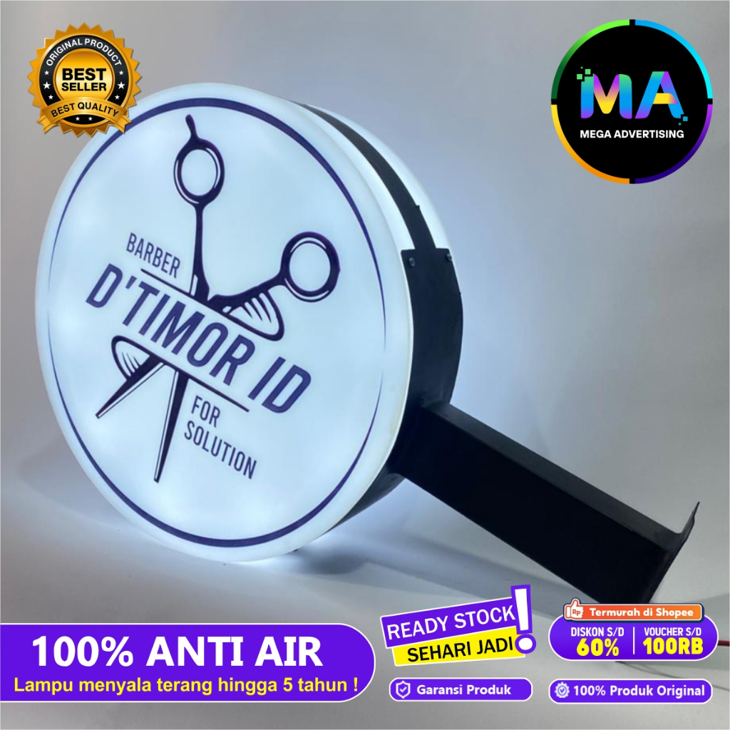 Neon Box Bulat Custom 2 Sisi