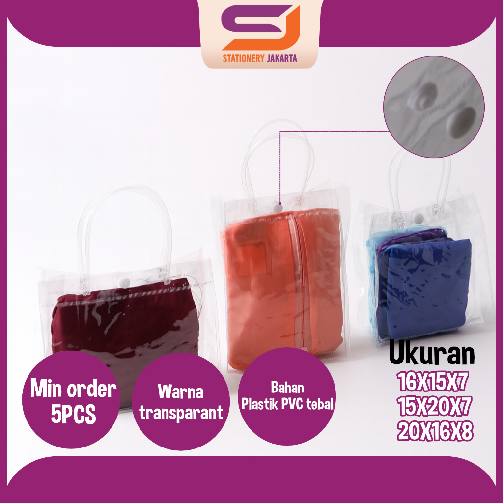 Totebag Transparant | Tas Mika PVC Transparan | Tas Mika Souvenir Ulang Tahun Bening/Tas Belanja/Goo