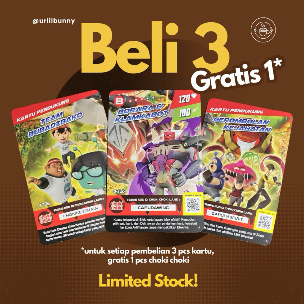 KARTU BOBOIBOY CHOKI CHOKI MONSTA GALAXY CARD