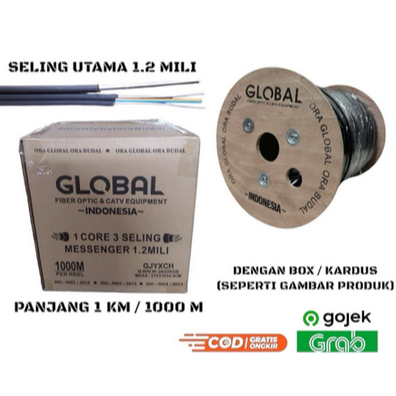 GLOBAL 1 CORE 3 SELING 1KM / 1000M - DROPCORE KABEL FO FIBER OPTIC 1000 METER GLOBAL 1CORE 3SELING