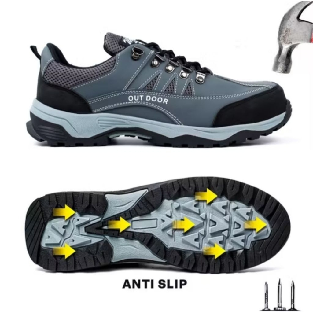 Sepatu Safety Pria Outdoor Ujung Besi Kasual Adventur Fashion Working G 17 Size 39-43