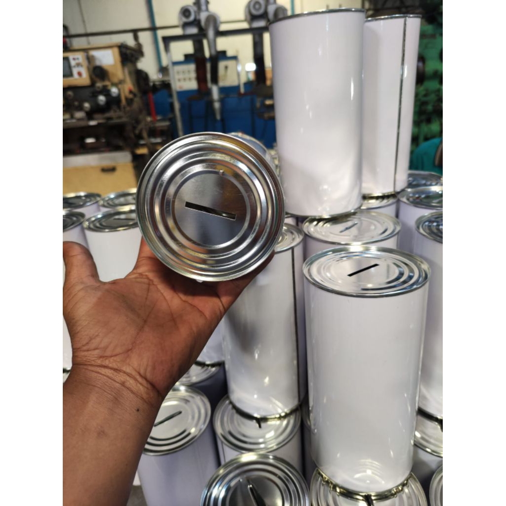 Celengan kaleng jumbo 10x20 buka tutup full kaleng, celengan target, celengan souvenir