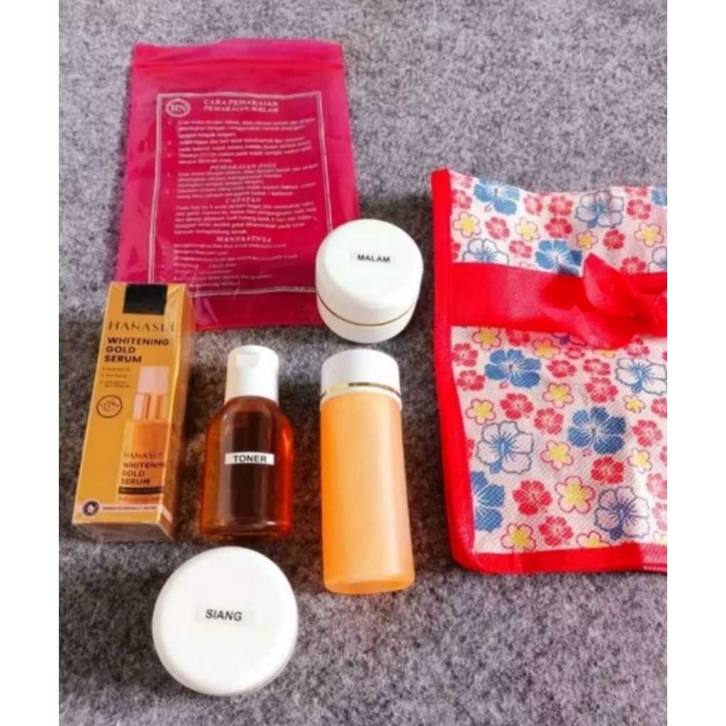 Cream Original Paket 15g + Serum Hanasui Goald Set Perawatan kecantikan Pencerah Wajah