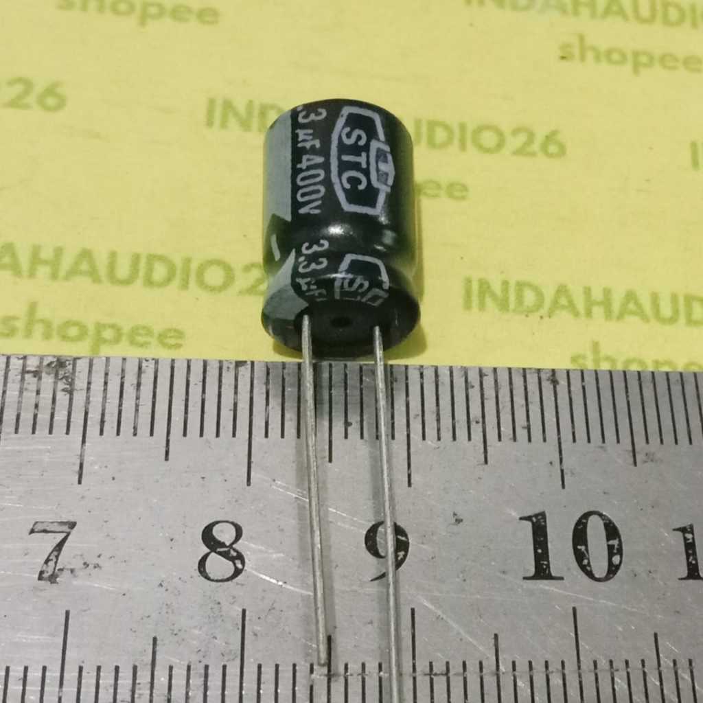 10PCS  STC 3.3uf 400V d10X15mm hitam elco kapasitor elko capacitor stc 3,3uf 400v