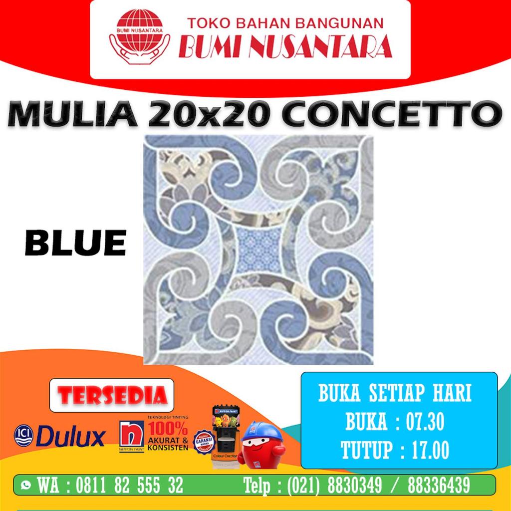 Keramik 20x20 Concetto Blue Kasar Mulia Tile Texture Lantai Kamar Mandi