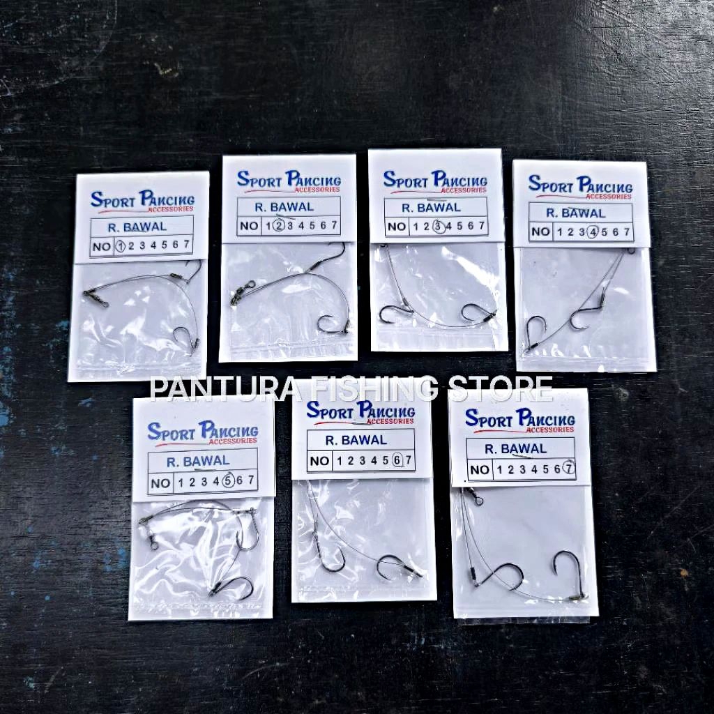 Rangkaian Bawal Cabang 2 Ukuran 1,2,3,4,5,6,7 Rangkaian Kail Neklin Untuk Mancing Ikan Bawal | Rakit