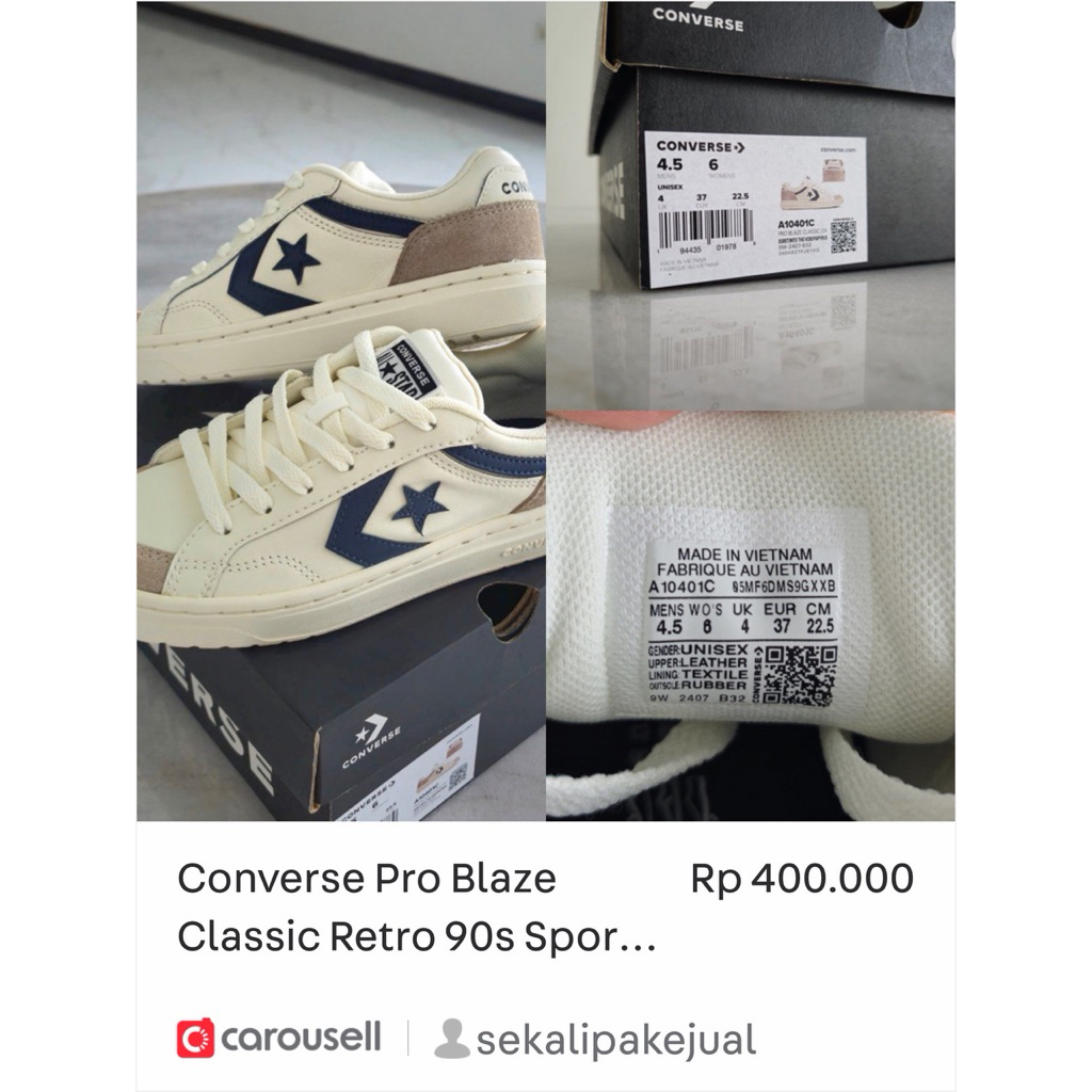 Converse Pro Blaze Classic Retro 90s Sport Mix Leather Suede Original (Women)