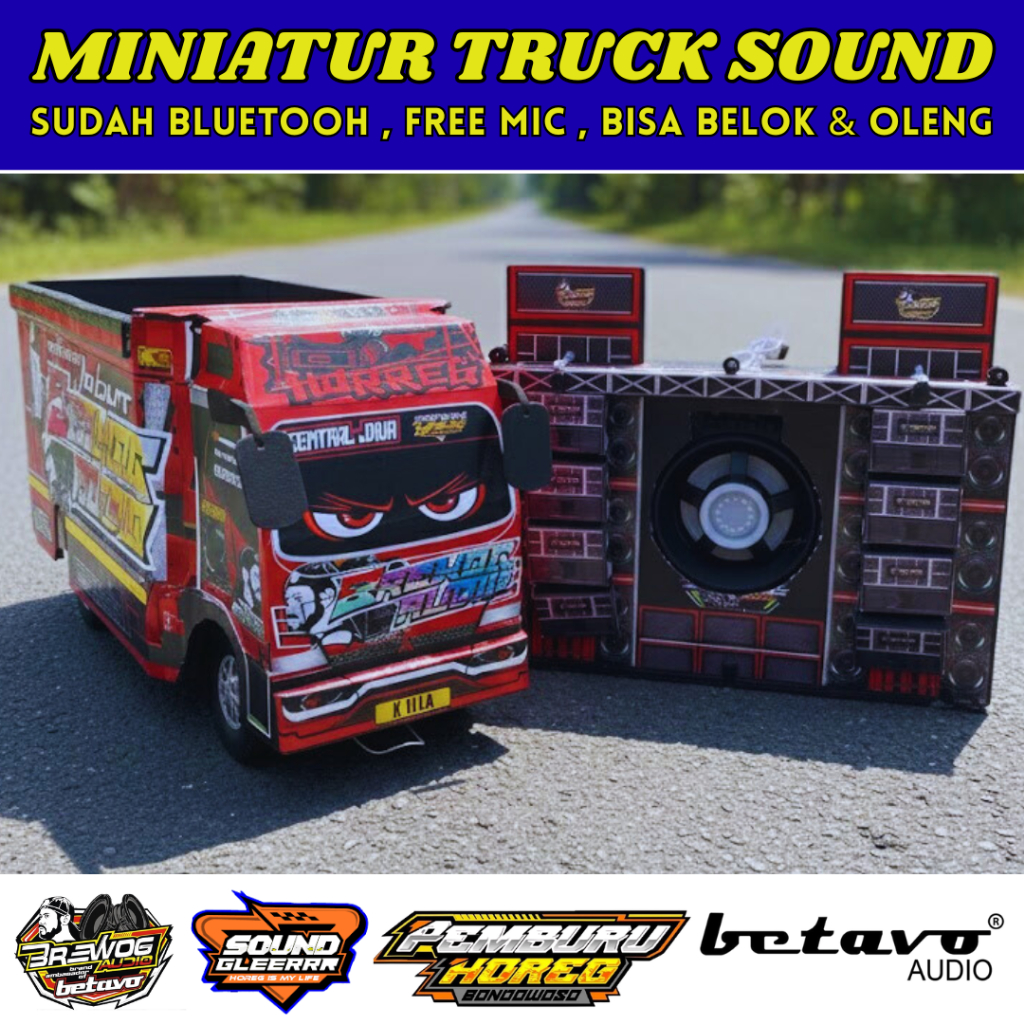 (MINIATUR VIRAL) Truk Oleng Jumbo Brewog + Sound System – Truk Mainan Full Stiker Mata detail rapi