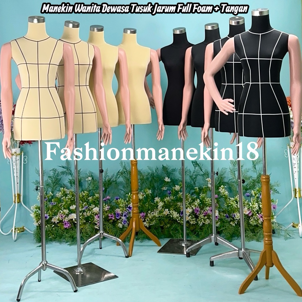 MANEKIN WANITA DEWASA TUSUK JARUM FULLFOAM ADA TANGAN + PATUNG BAJU UNTUK MENJAHIT + PATUNG BAJU WAN