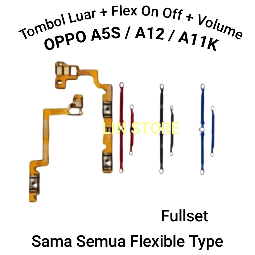 Tombol + Flexible On Off Volume For Oppo A5S / A12 / A11k Komplit Flexible On Off Oppo A12 / Oppo A5