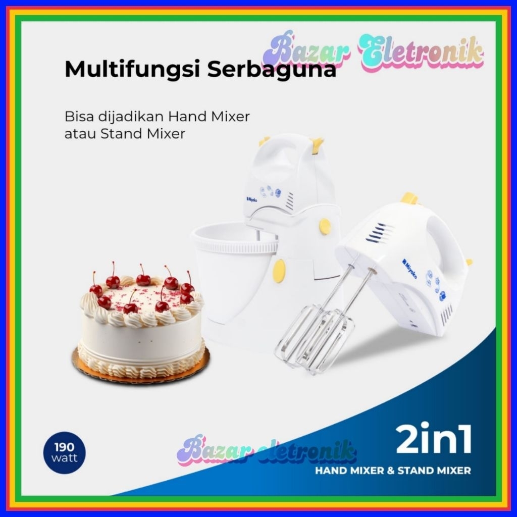 Mixer Miyako HM-625 | 5 Kecepatan | Turbo | Hemat Listrik | Pengocok Stainless Steel