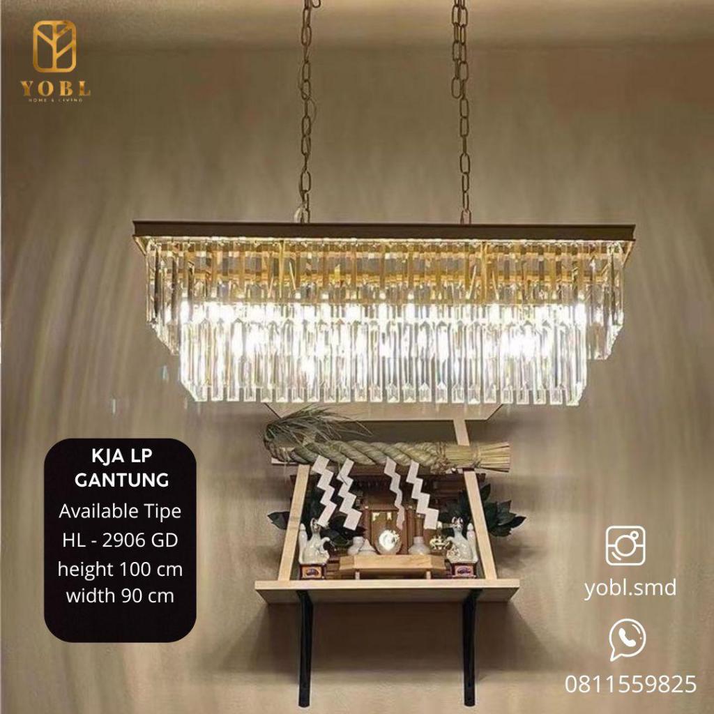 YOBL Lampu gantung meja makan crystal gold