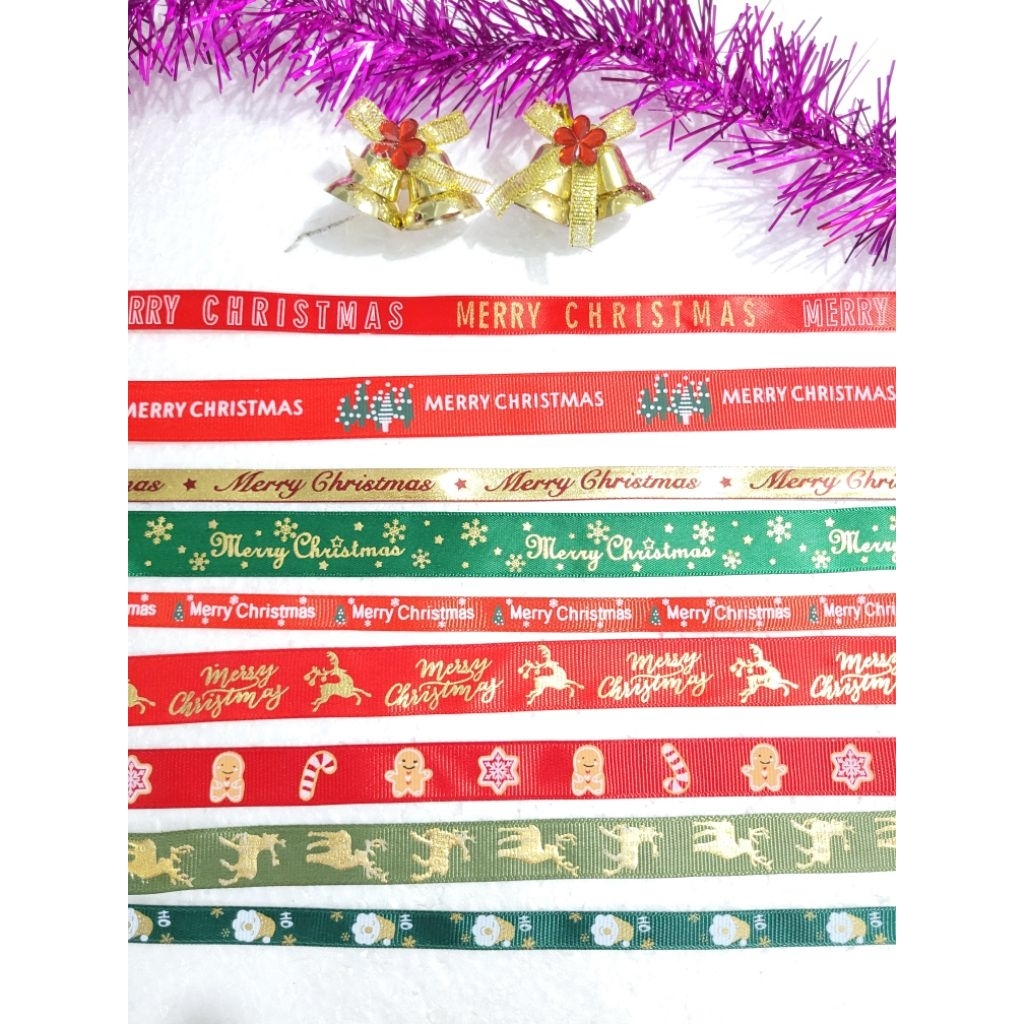 Pita Satin Natal Pita Satin Motif Natal  Per Meter Pita Natal Eceran Pita Satin Meteran Pita Satin N