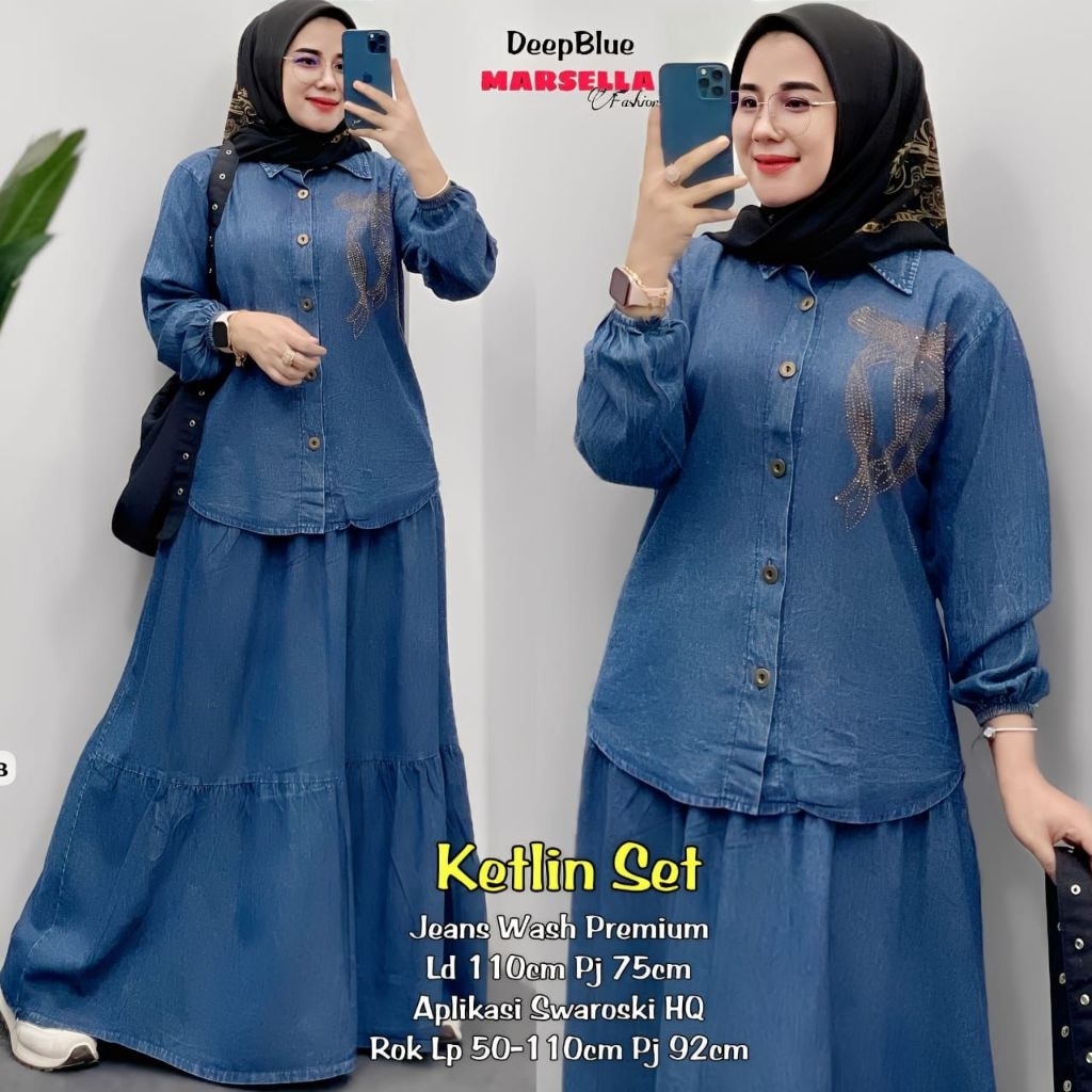 Setelan Rok Wanita Jeans Best Seller ( Ketlin Set / Brena/Janisa/Della/Deva Set) By Marsella/Meisa