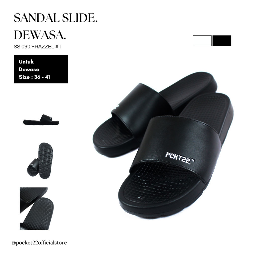 POCKET22 SANDAL SLIDE - SS 090 FRAZZEL #1 SLIPPER SLIDE PRIA / WANITA TERBARU BAHAN RINGAN, SIMPLE D