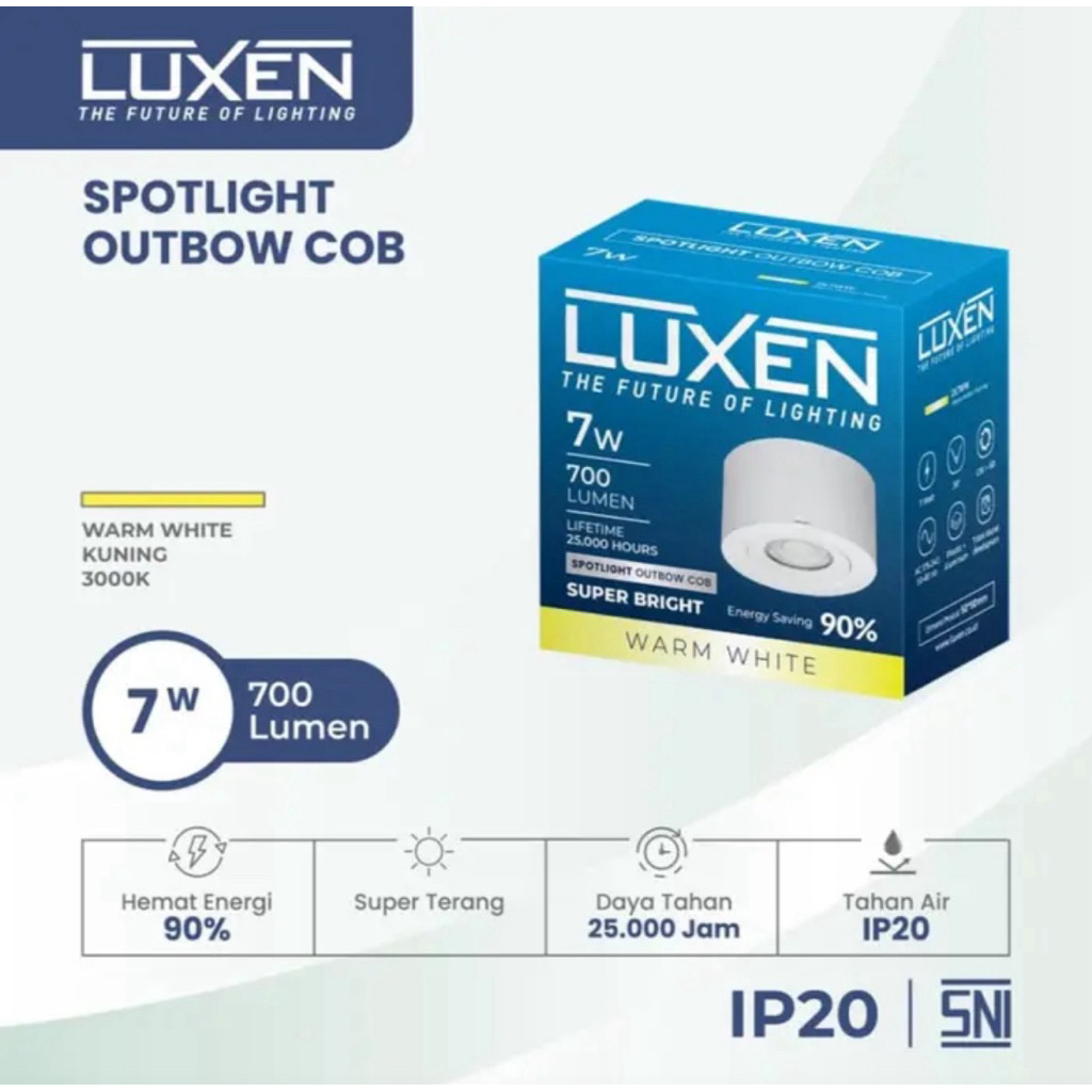 SPOTLIGHT OUTBOW LUXEN 7W/ SPOTLIGHT LAMPU TIMBUL LUXEN 7W