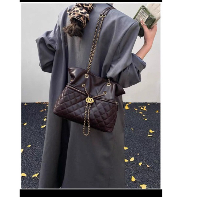 Tas Fashion wanita Tas serut cendol warna Kopi