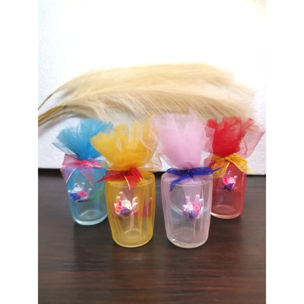 Souvenir Gelas Kaca Kecil Gelas Sloki Gelas Jamu Minum Mini Polos Tile Warna