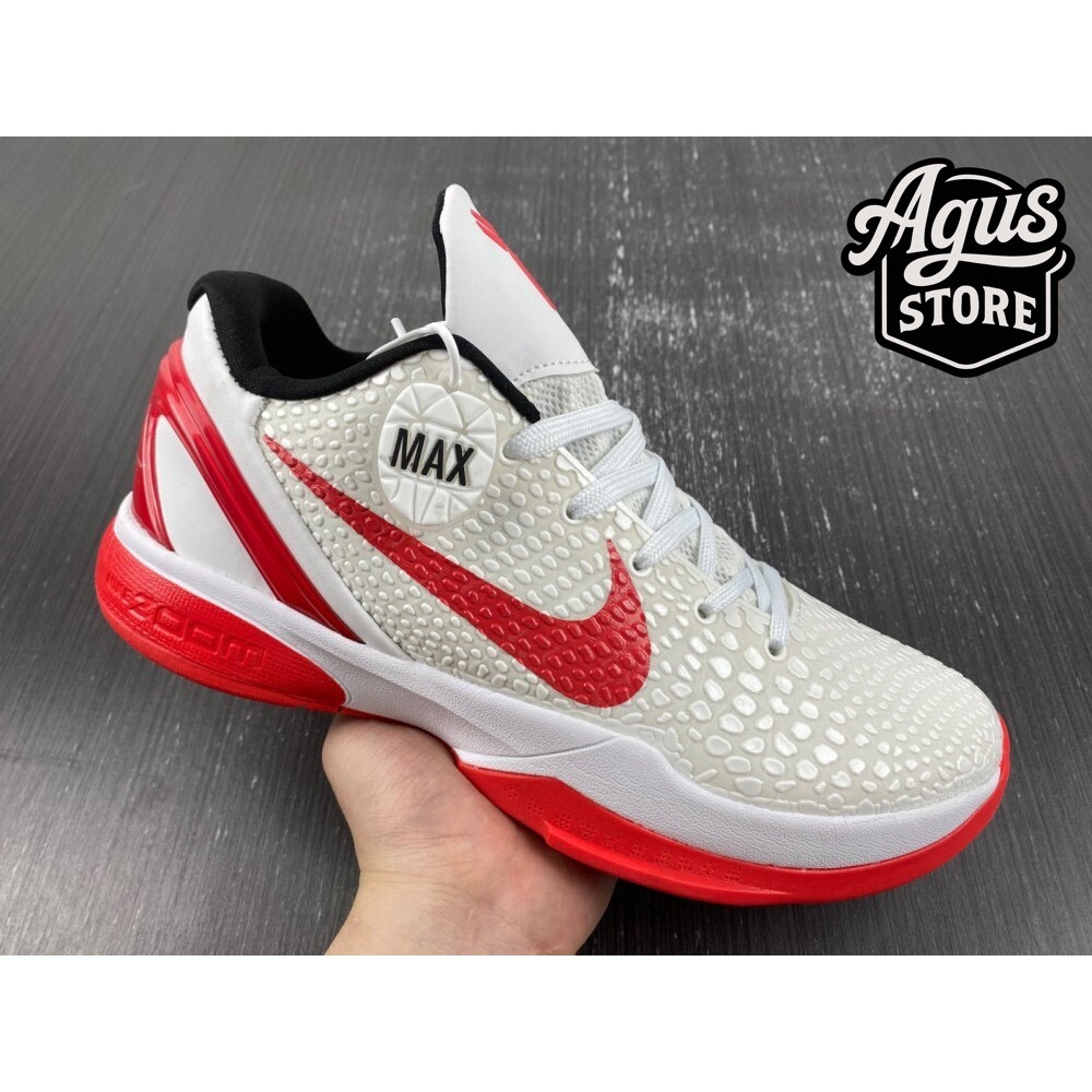 Nike Zoom Kobe 6 White red 100% ORI